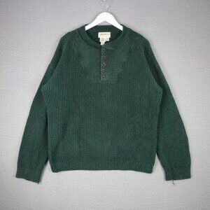Eddie Bauer 1990s Vintage Thick Knit Henley Sweater Mens Medium